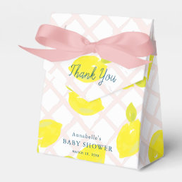 Hand Painted Lemon Pink Baby Shower Thank You Favor Boxes