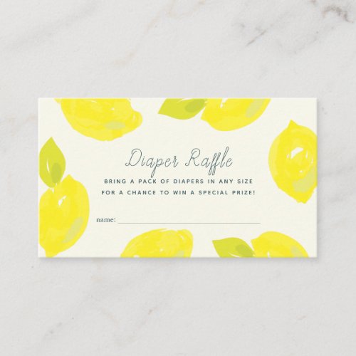 Hand_Painted Lemon Pink Diaper Raffle Ticket Enclosure Card