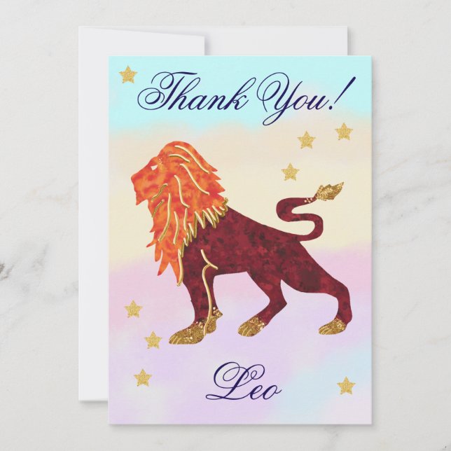 Hand-Painted Leo Birthday Thank You (Front)