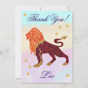 Hand-Painted Leo Birthday Thank You Card