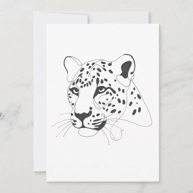 Hand Painted Leopard Minimal Event Art Invitation (Front)