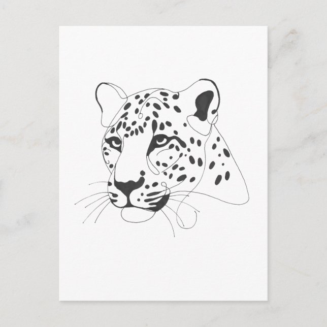 Hand Painted Leopard Minimal Illustration Postcard (Front)