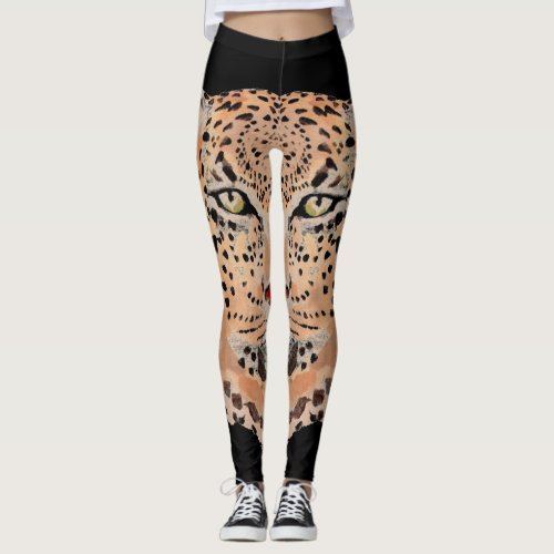 Hand Painted Leopard Print Leggings