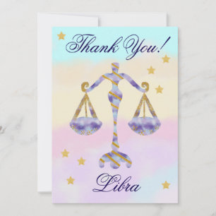 Hand-Painted Libra Birthday Thank You Card