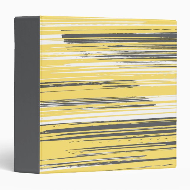Hand painted lines - yellow 3 ring binder (Front/Spine)