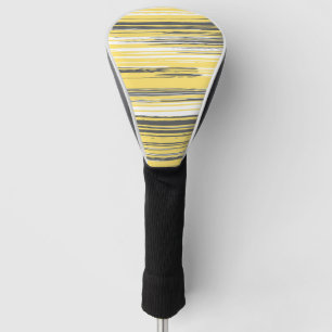 Hand painted lines - yellow golf head cover