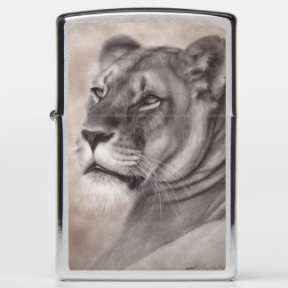 Hand Painted Lioness Wildlife Art Zippo Lighter