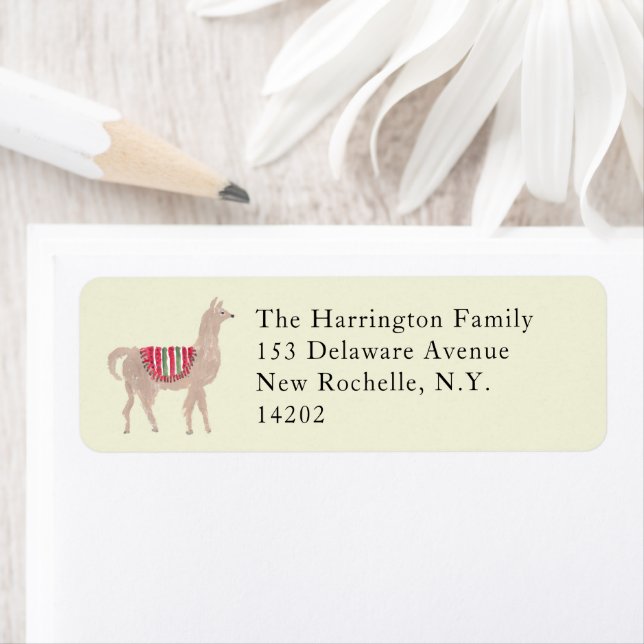 Hand-Painted Llama Farm Beige Return Address Label (Insitu)