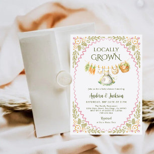 Hand Painted Locally Grown Baby Girl Shower Invitation