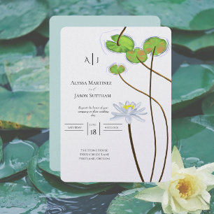 Hand-Painted Lotus Flower Wedding Invitations