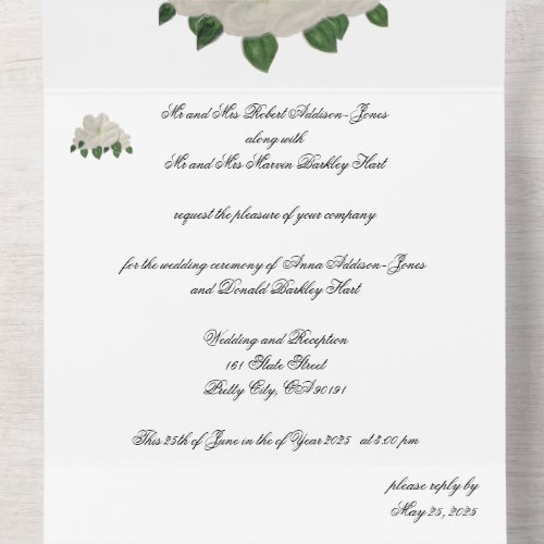 Hand Painted Magnolia Magnolias All in One All In One Invitation