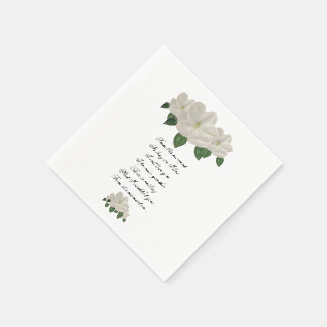 Hand Painted Magnolia Magnolias Wedding  Napkins (Corner)