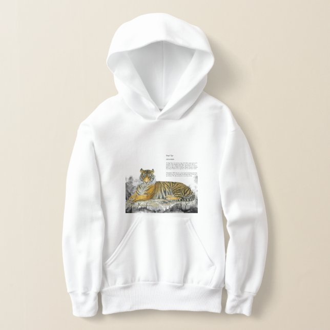 Hand-Painted Majestic Royal Bengal Tiger Hoodie (Laydown)