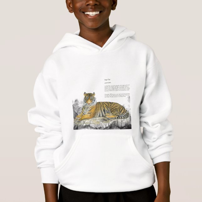 Hand-Painted Majestic Royal Bengal Tiger Hoodie (Front)