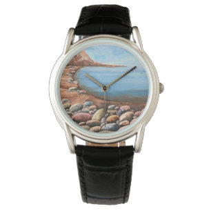 Hand Painted Maritime Scene Brown Watch
