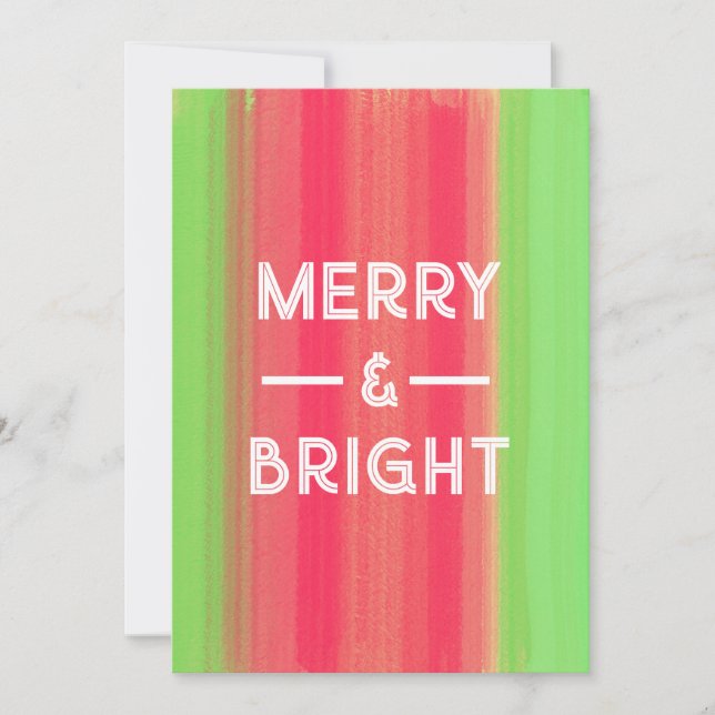 Hand Painted Merry and Bright Holiday Card (Front)