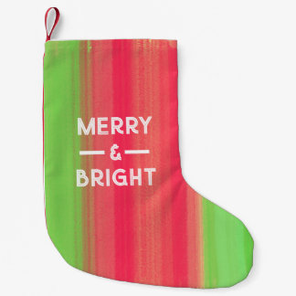 Hand Painted Merry and Bright Small Christmas Stocking