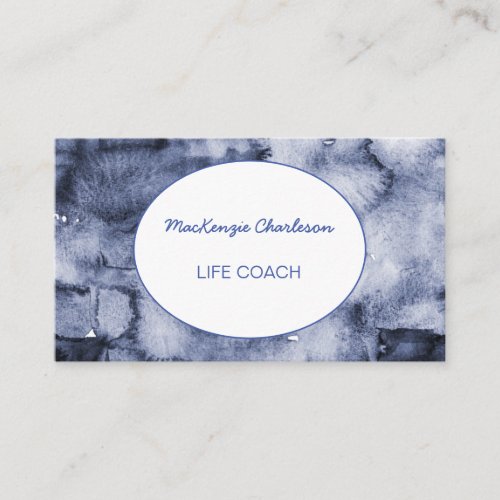 Hand Painted Modern Blue Watercolor Abstract Busin Business Card