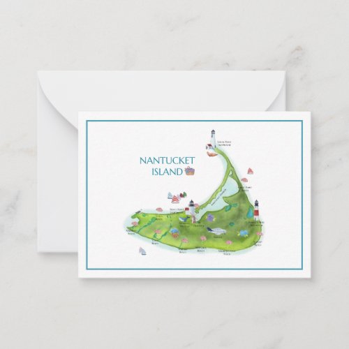 Hand Painted Nantucket Island Blank Flat Note Card