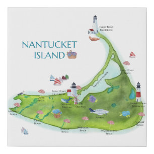 Hand Painted Nantucket Island Faux Canvas Print
