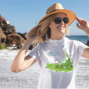Hand Painted Nantucket Island Map T-Shirt