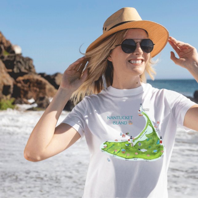 Hand Painted Nantucket Island Map T-Shirt (Creator Uploaded)