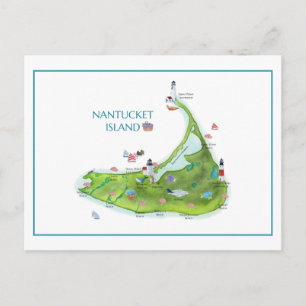 Hand Painted Nantucket Island Postcard