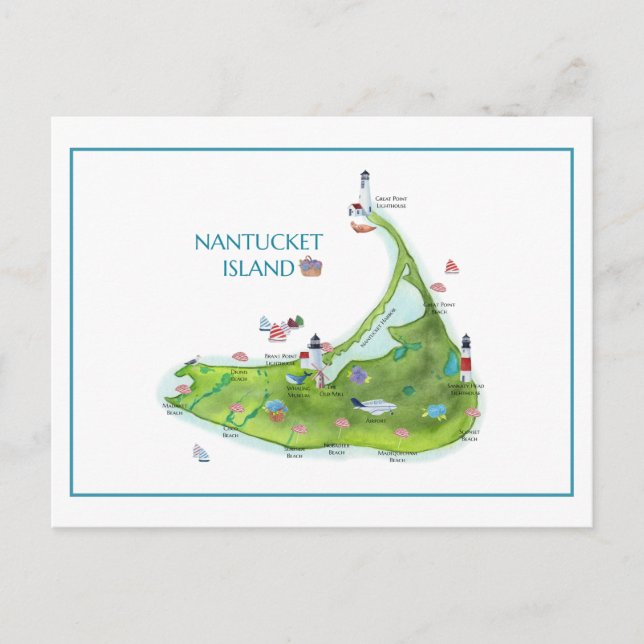 Hand Painted Nantucket Island Postcard (Front)