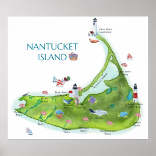 Hand Painted Nantucket Island Poster