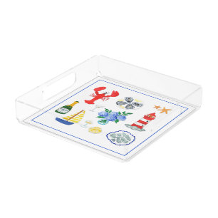 Hand Painted Nantucket Themed Acrylic Tray