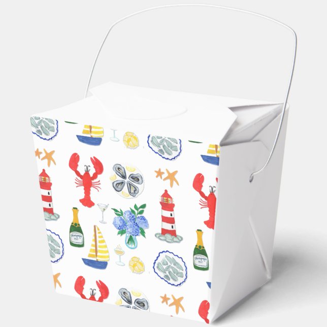 Hand Painted Nantucket Themed Take Out Favor Boxes (Front)