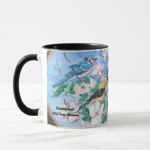 Hand Painted Nature Birds Blue Mug