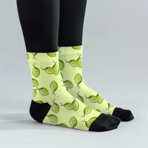 Hand Painted Novelty Pattern Retro Initials Limes Socks
