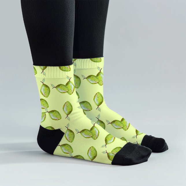 Hand Painted Novelty Pattern Retro Initials Limes Socks (Creator Uploaded)