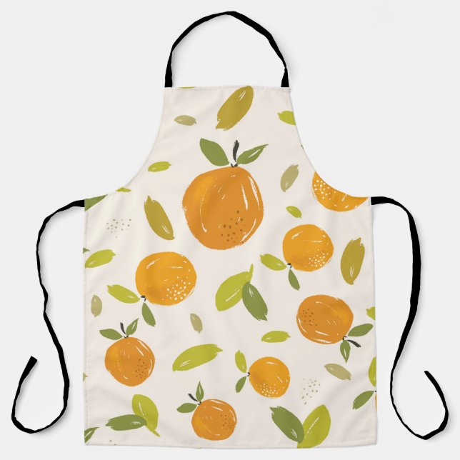 Hand painted oranges fruit seamless pattern design apron (Front)