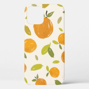 Hand painted oranges fruit seamless pattern design iPhone 12 case