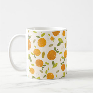 Hand painted oranges fruit seamless pattern design coffee mug