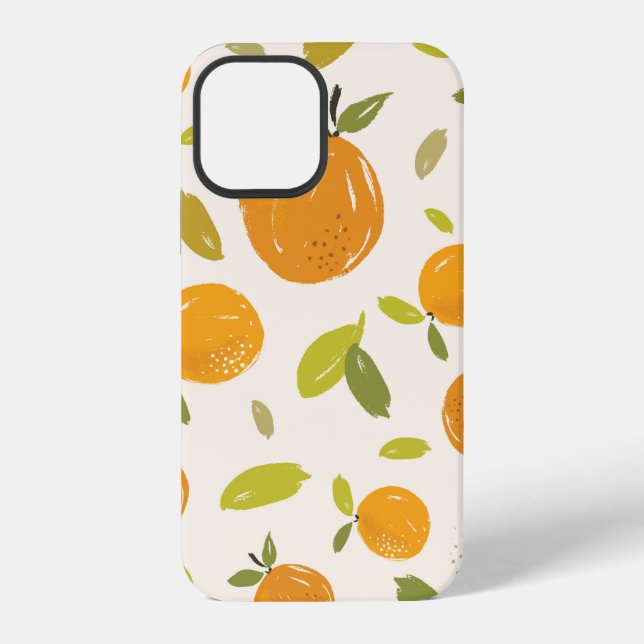 Hand painted oranges fruit seamless pattern design iphone case (Back)