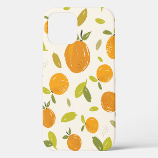 Hand painted oranges fruit seamless pattern design iPhone 12 case