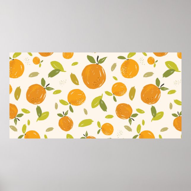 Hand painted oranges fruit seamless pattern design poster (Front)