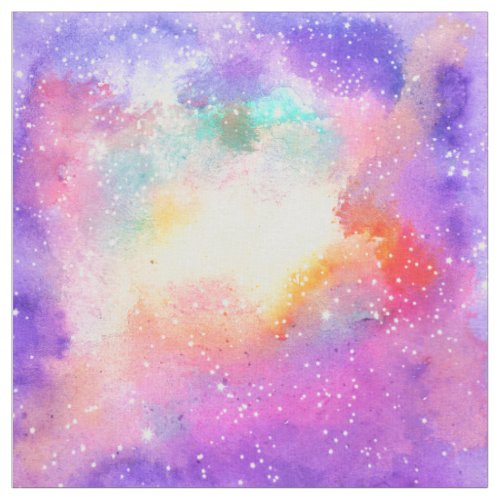 Hand painted pastel watercolor nebula galaxy stars fabric