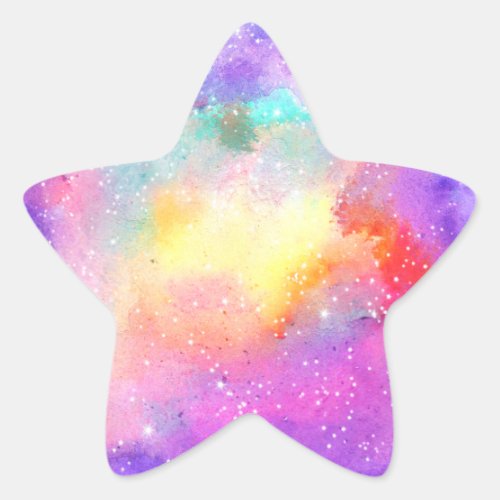 Hand painted pastel watercolor nebula galaxy stars star sticker