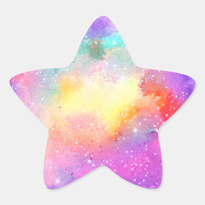 Hand Painted Pastel Watercolor Nebula Galaxy Stars Star Sticker