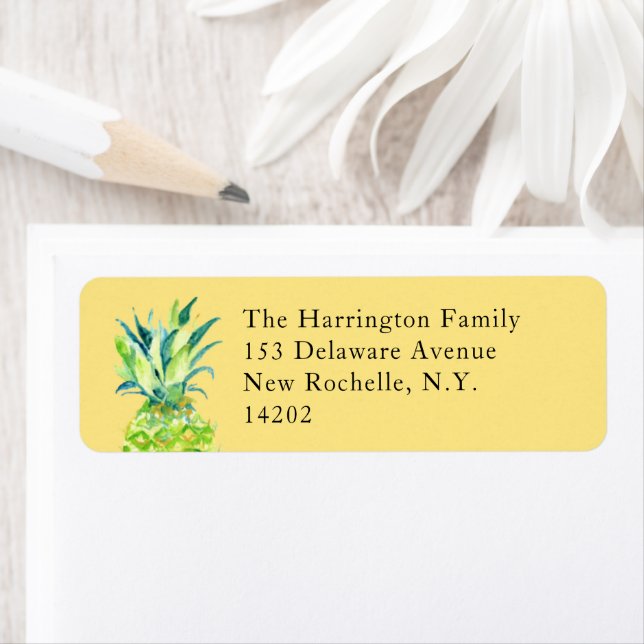 Hand-Painted Pineapple Buttercream Return Address  Label (Insitu)