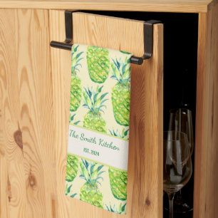 Hand-Painted PIneapple Personalized Buttercream Kitchen Towel
