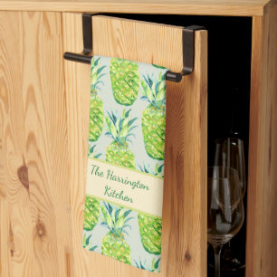 Hand-Painted PIneapple Personalized Watercolor Kitchen Towel