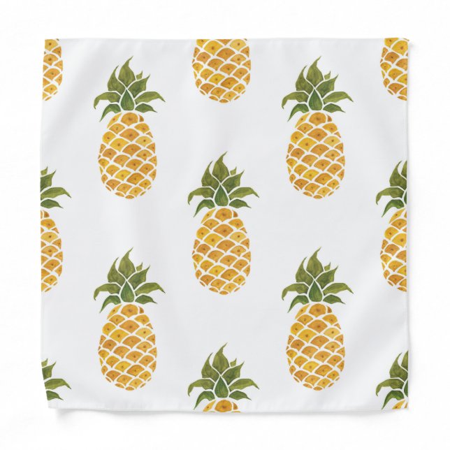 Hand-painted pineapples, watercolor background. bandana (Front)