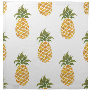 Hand-painted pineapples, watercolor background. cloth napkin