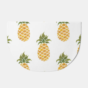 Hand-painted pineapples, watercolor background. doormat
