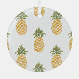 Hand-painted pineapples, watercolor background. glass ornament